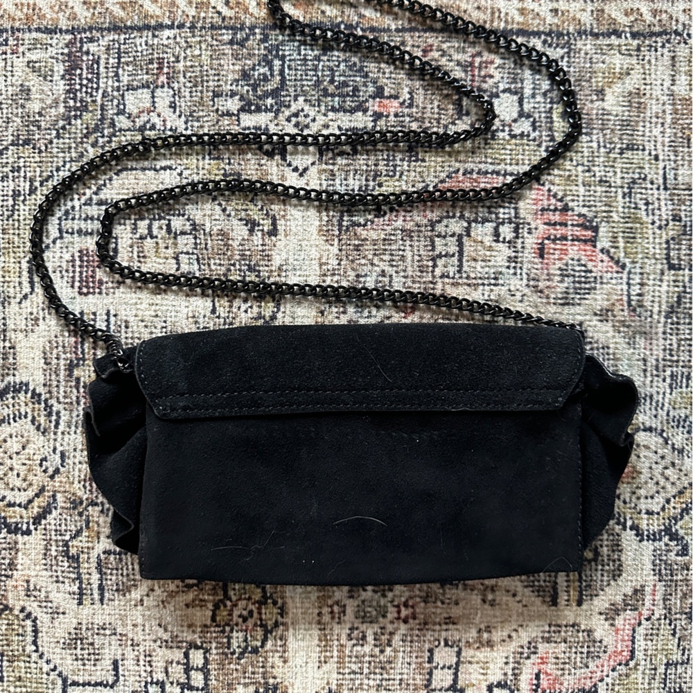 LOEFFLER RANDALL Suede Ruffle Clutch/Shoulder Bag - Picture 3 of 4